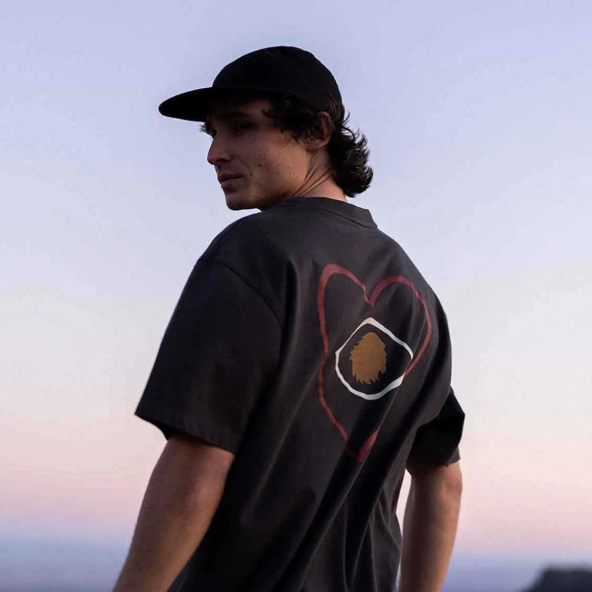 T-Shirt Oversize Bio-Baumwolle | Kohle-Herzauge